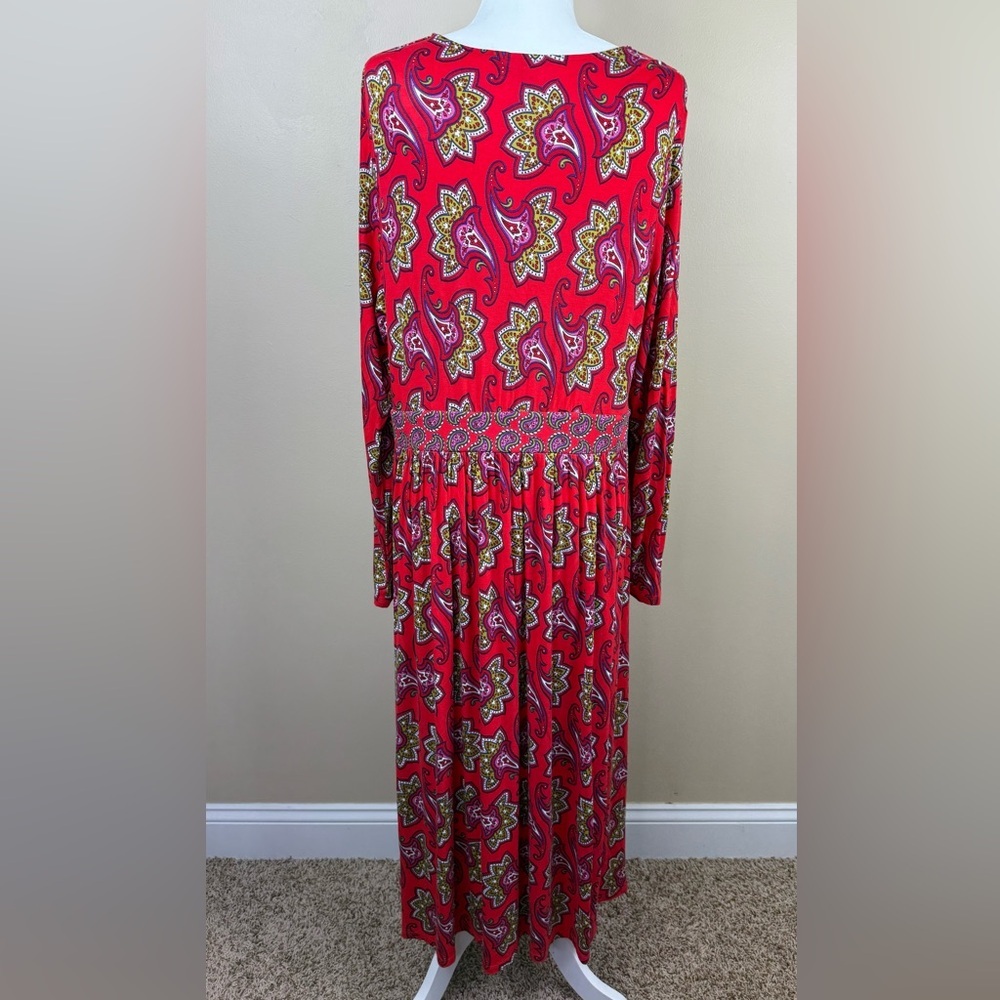 Boden Thea Long Sleeve Jersey Maxi Dress 16/18 Red Paisley - Picture 6 of 10